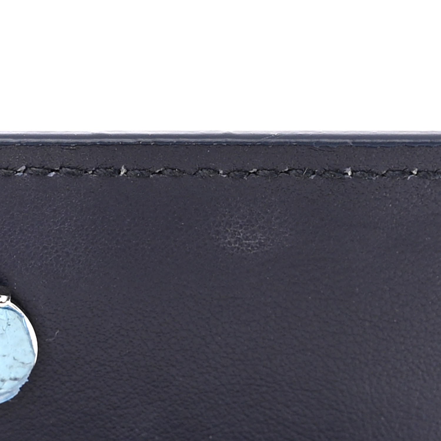 Saint Laurent Calfskin Crocodile Embossed Monogram Sunset Chain Wallet Navy 10 of 11