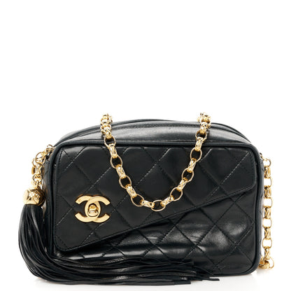 Chanel Lambskin Quilted Tassel Flap Camera Case Black 1 of 11