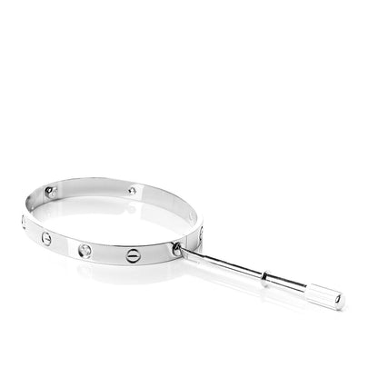 Cartier 18K White Gold 4 Diamond LOVE Bracelet 17 4 of 6