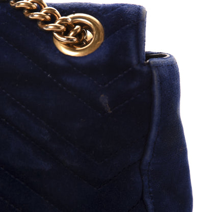 Gucci Velvet Matelasse Medium GG Marmont Shoulder Bag Cobalt Blue 13 of 15