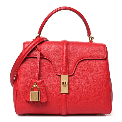Celine Grained Calfskin Small 16 Top Handle Bag Red 1 of 9