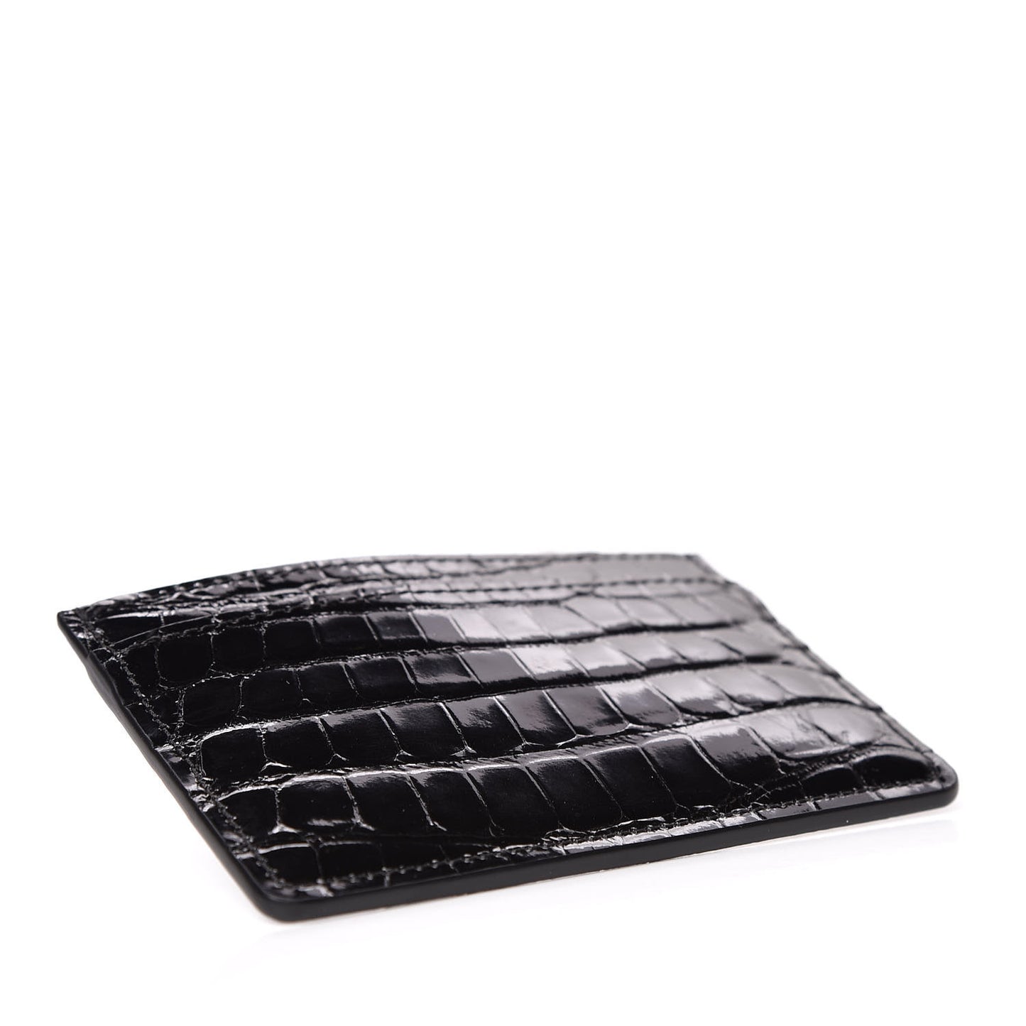 Crocodile Double Card Holder Black