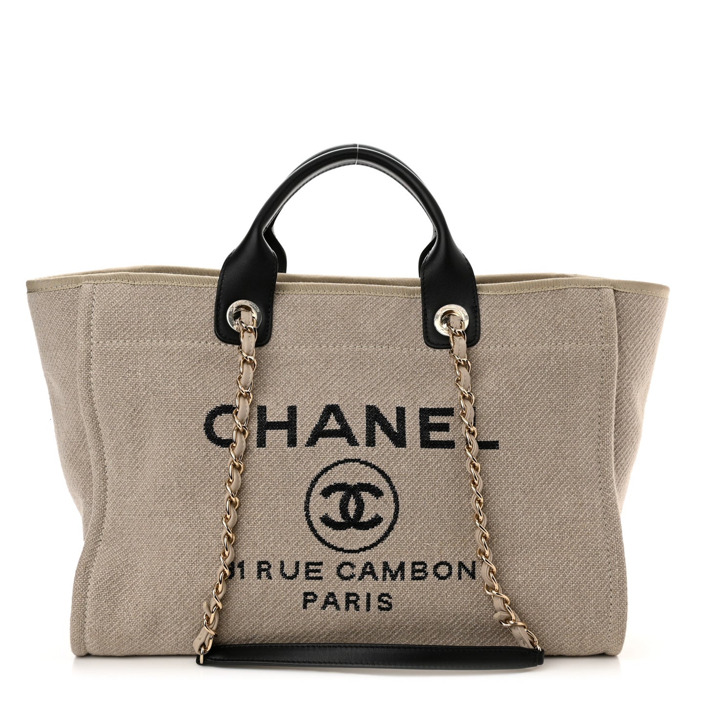 Mixed Fibers Medium Deauville Tote Beige Black