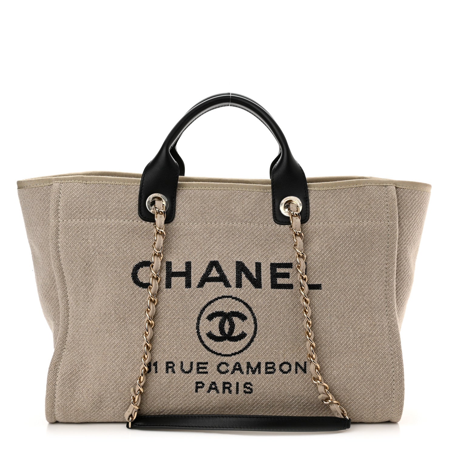 Chanel Mixed Fibers Medium Deauville Tote Beige Black 3 of 11