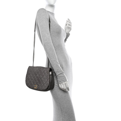 Chanel Metallic Calfskin Quilted Casual Pocket Messenger Flap Silver 2 of 12