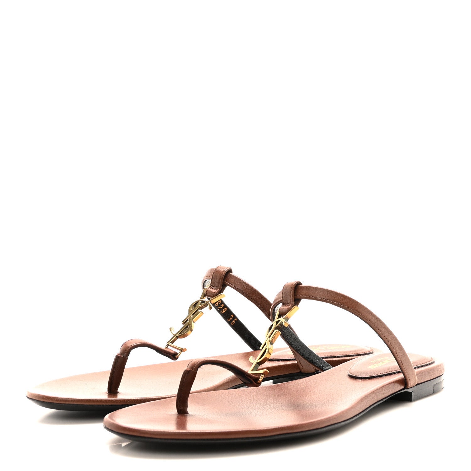 Saint Laurent Smooth Lambskin Cassandra Monogram Slides 36 Aesthetic Brown 4 of 8
