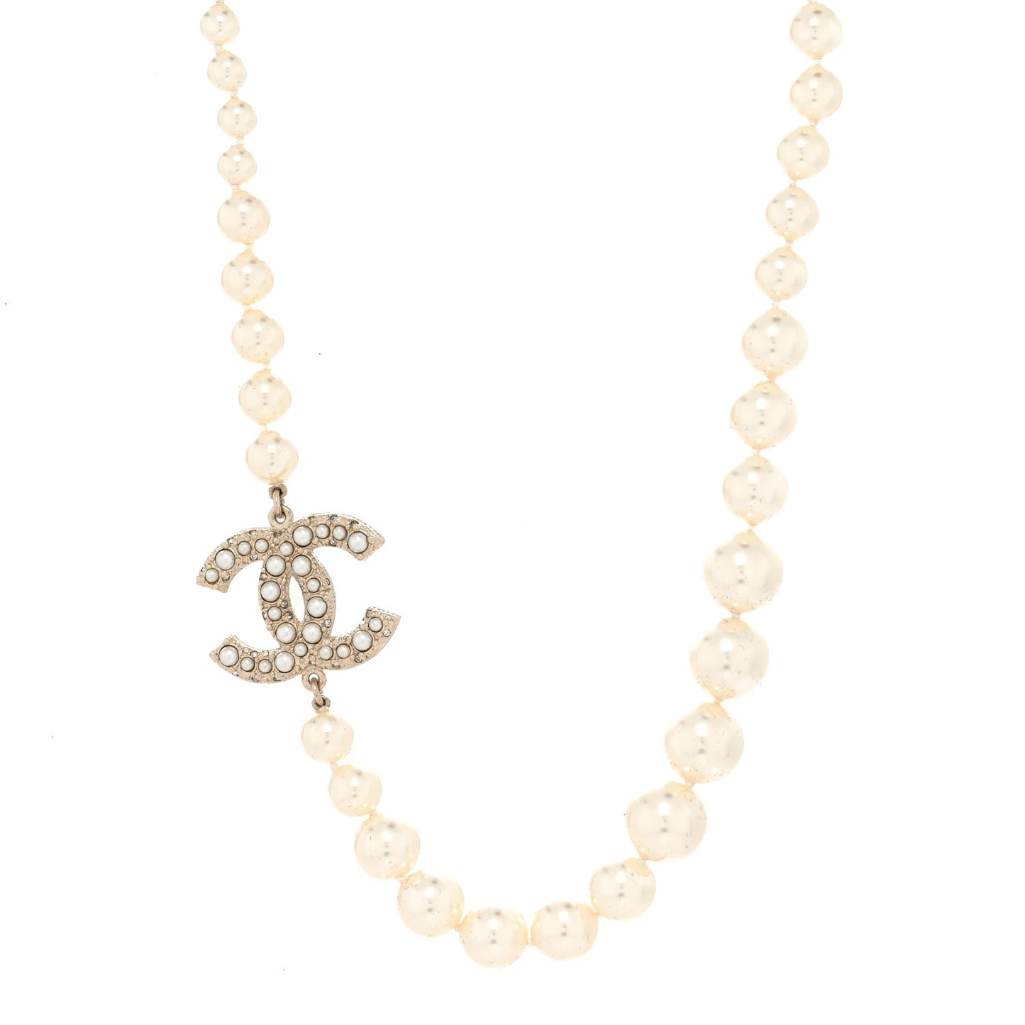 Pearl CC 100th Anniversary Necklace Light Gold