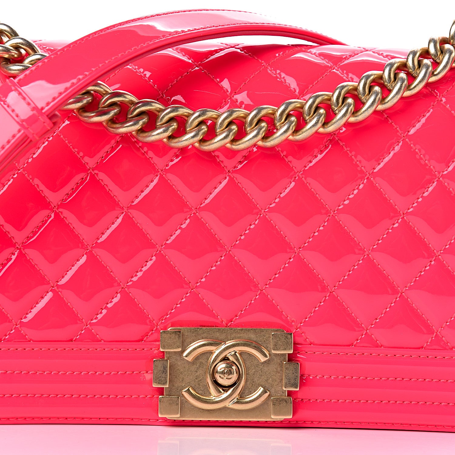 Chanel Patent Quilted Medium Boy Flap Pink 7 of 13