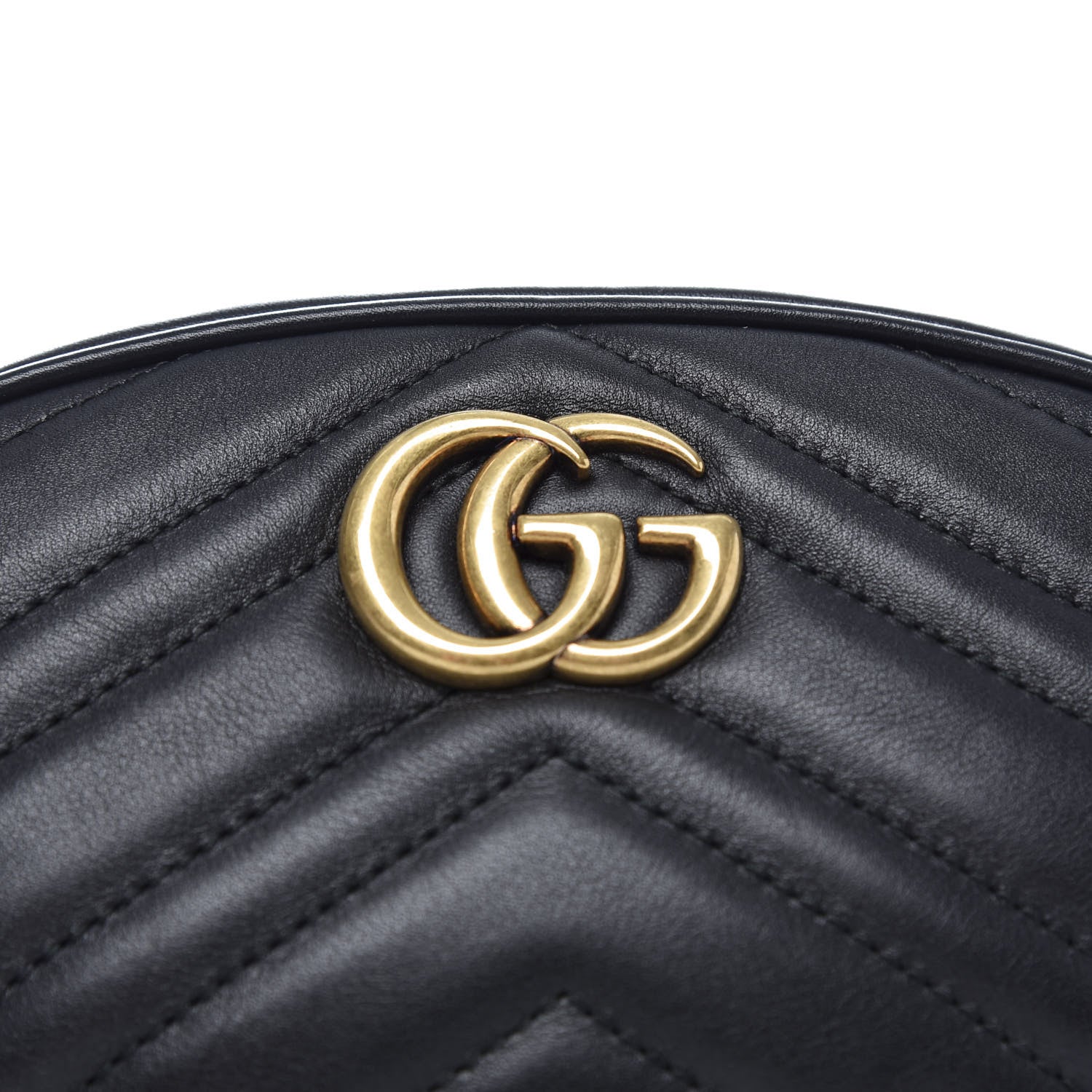 Gucci Calfskin Matelasse GG Marmont Belt Bag 75 30 Black 9 of 10