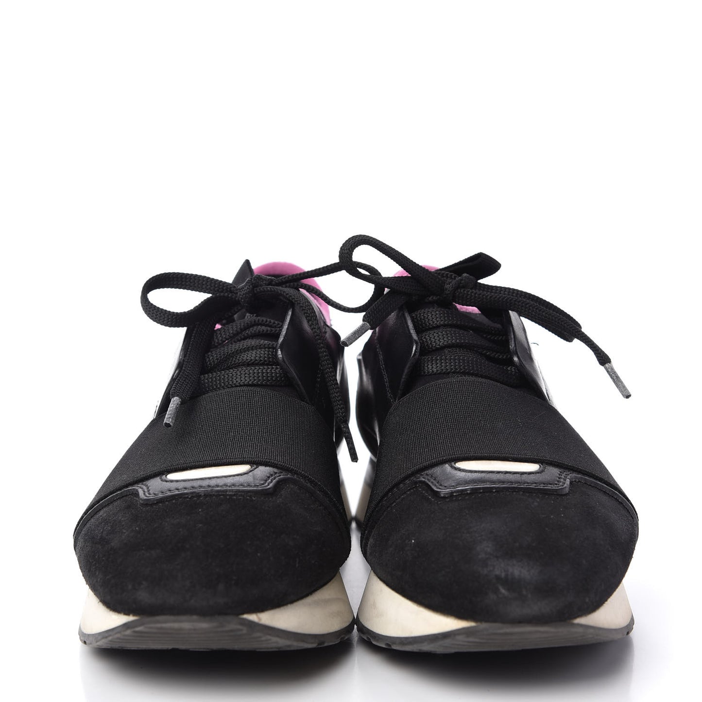 Calfskin Womens Race Runner Sneakers 36 Black Hardware Pink
