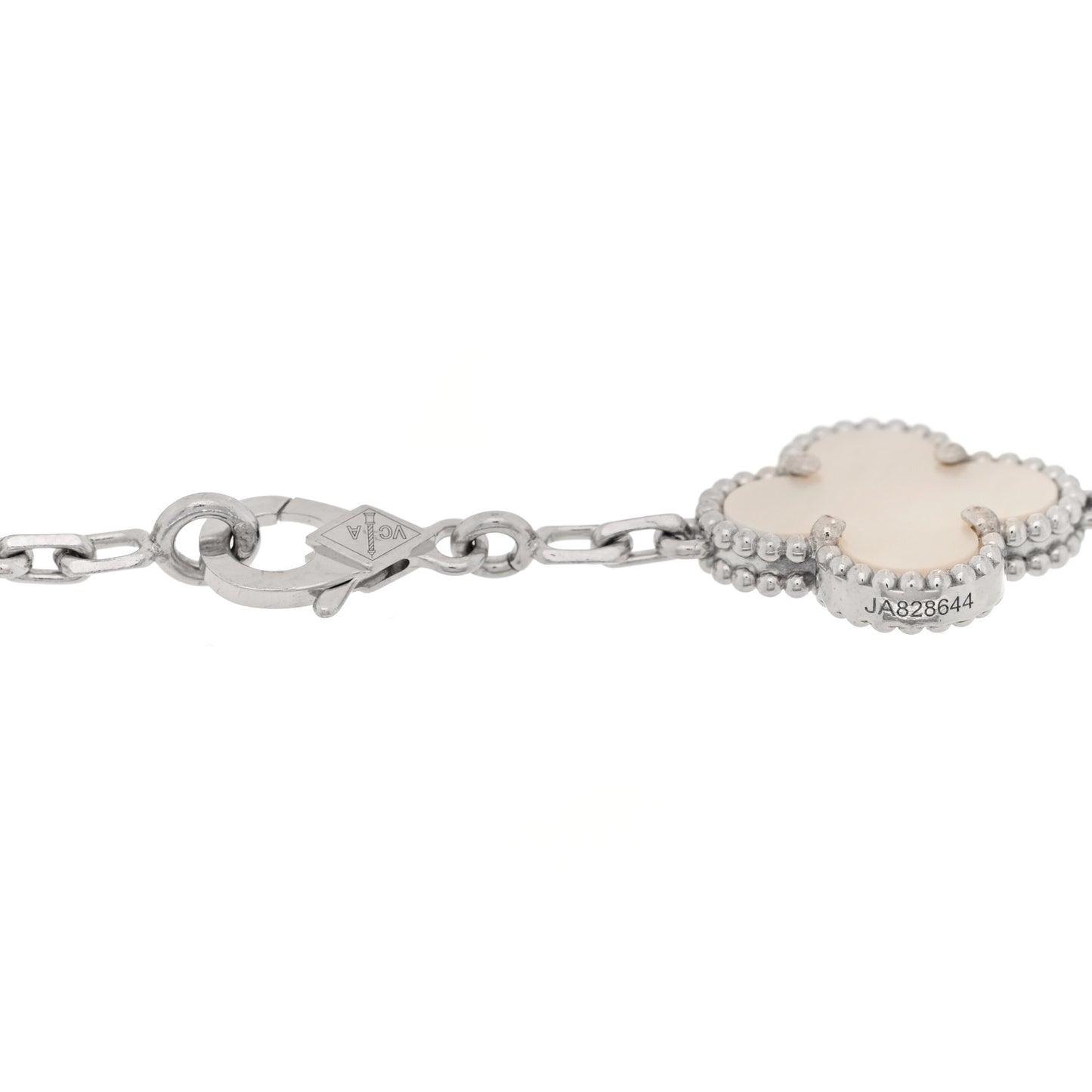 18K White Gold Mother of Pearl 5 Motifs Vintage Alhambra Bracelet
