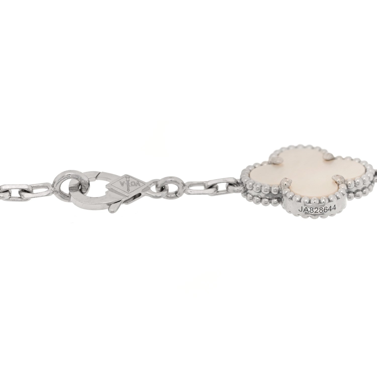 Van Cleef & Arpels 18K White Gold Mother of Pearl 5 Motifs Vintage Alhambra Bracelet 3 of 4