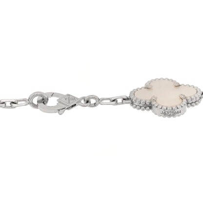 Van Cleef & Arpels 18K White Gold Mother of Pearl 5 Motifs Vintage Alhambra Bracelet 3 of 4