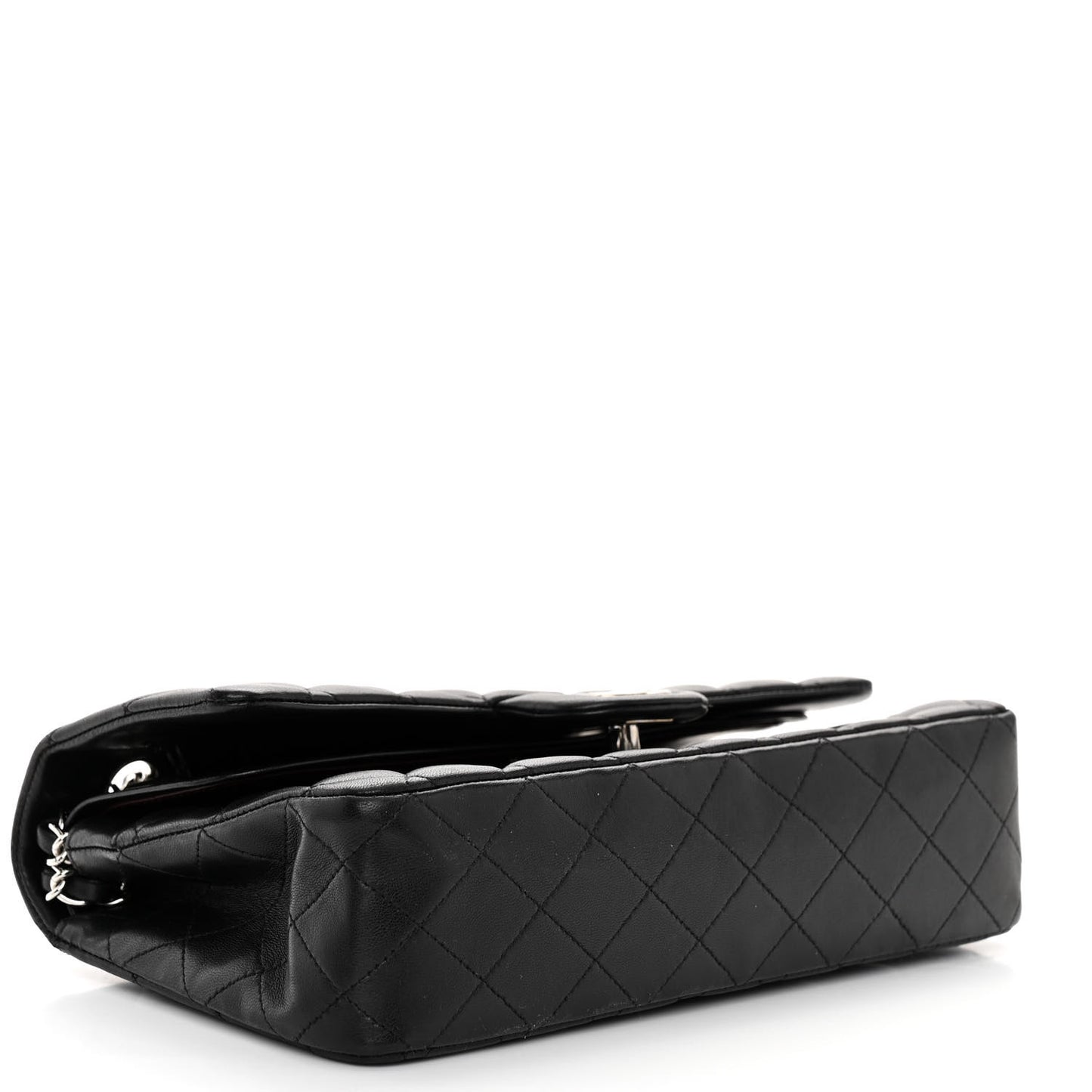 Lambskin Quilted Medium Double Flap Black