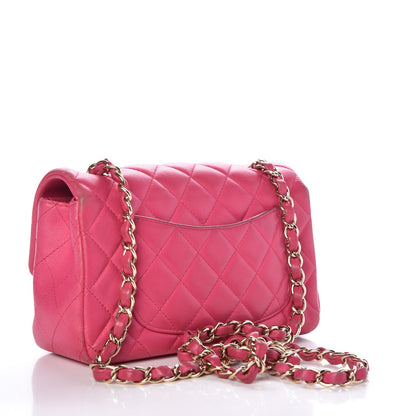 Chanel Lambskin Quilted Mini Rectangular Flap Dark Pink 3 of 21