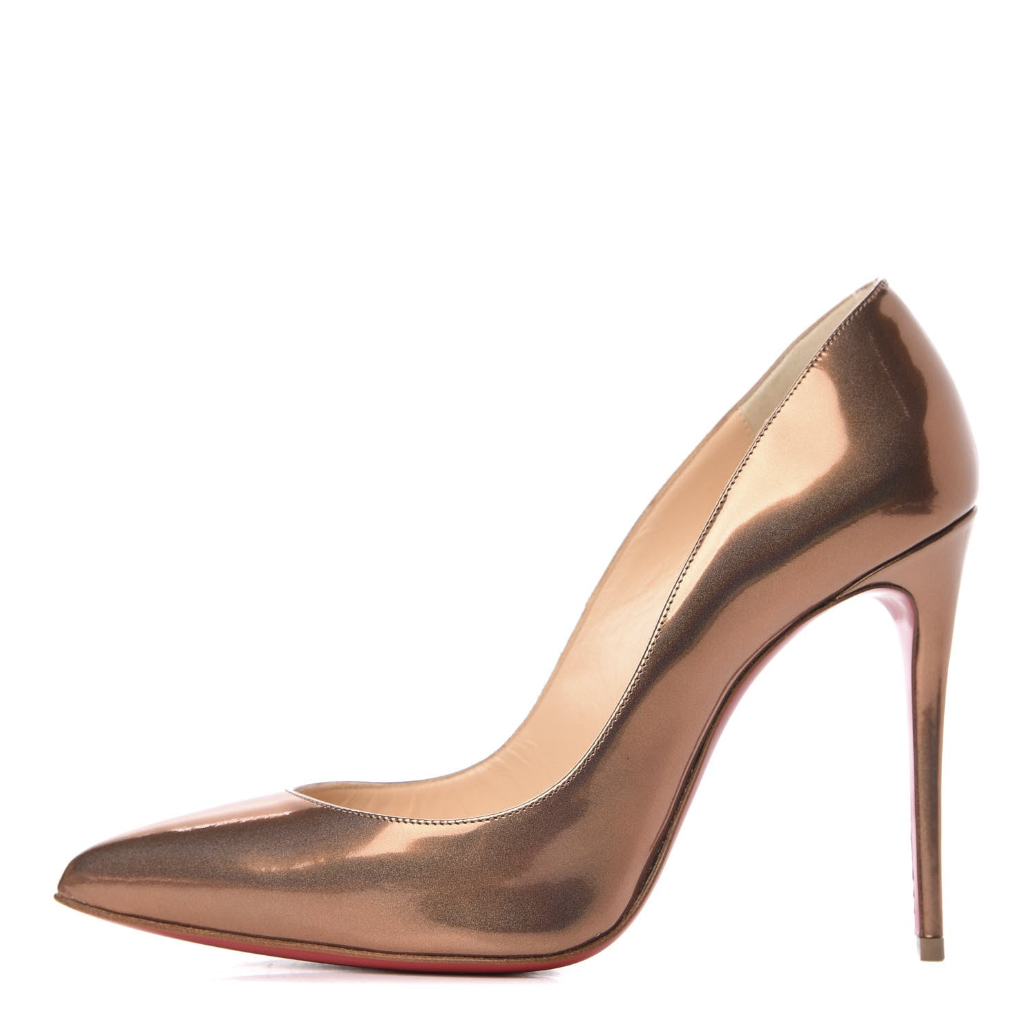 Christian Louboutin Metallic Patent Pigalle Follies 100 Pumps 37.5 Cappuccino 1 of 9