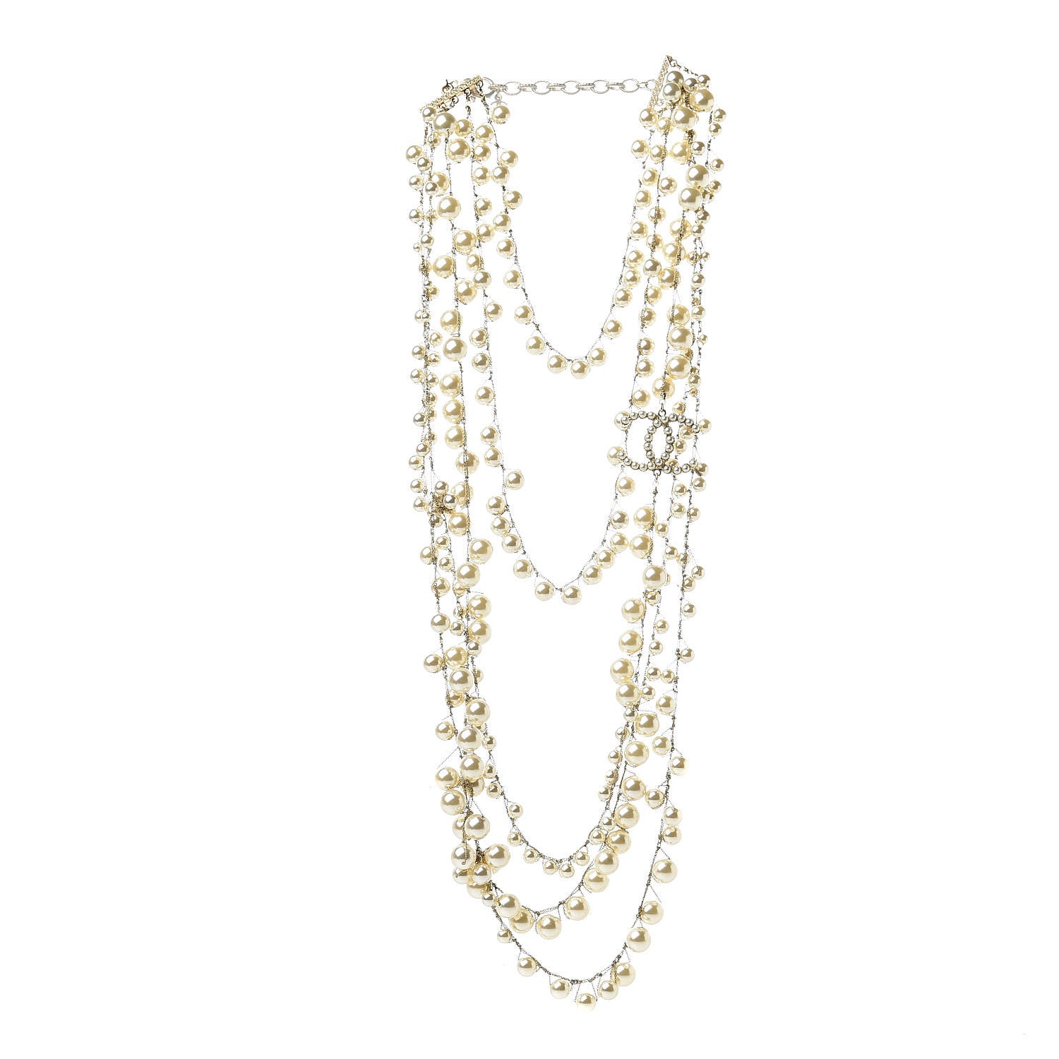 Chanel Pearl CC Long Multistrand Necklace Gold 3 of 5
