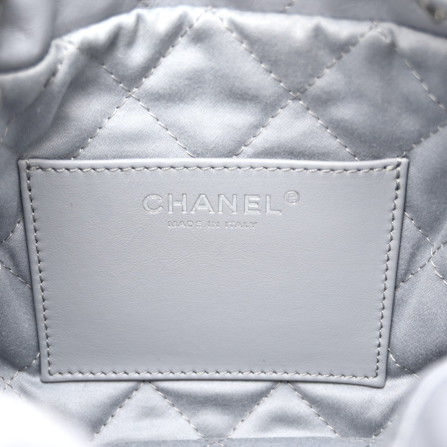 Shiny Calfskin Quilted Mini Chanel 22 Grey