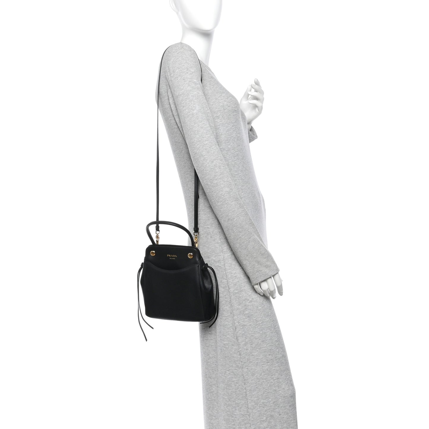 Calfskin Mini Carry Shoulder Bag Black