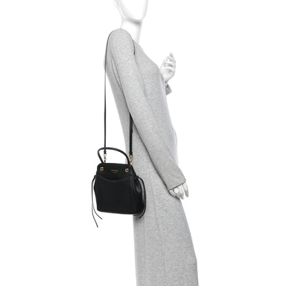 Prada Calfskin Mini Carry Shoulder Bag Black 2 of 11