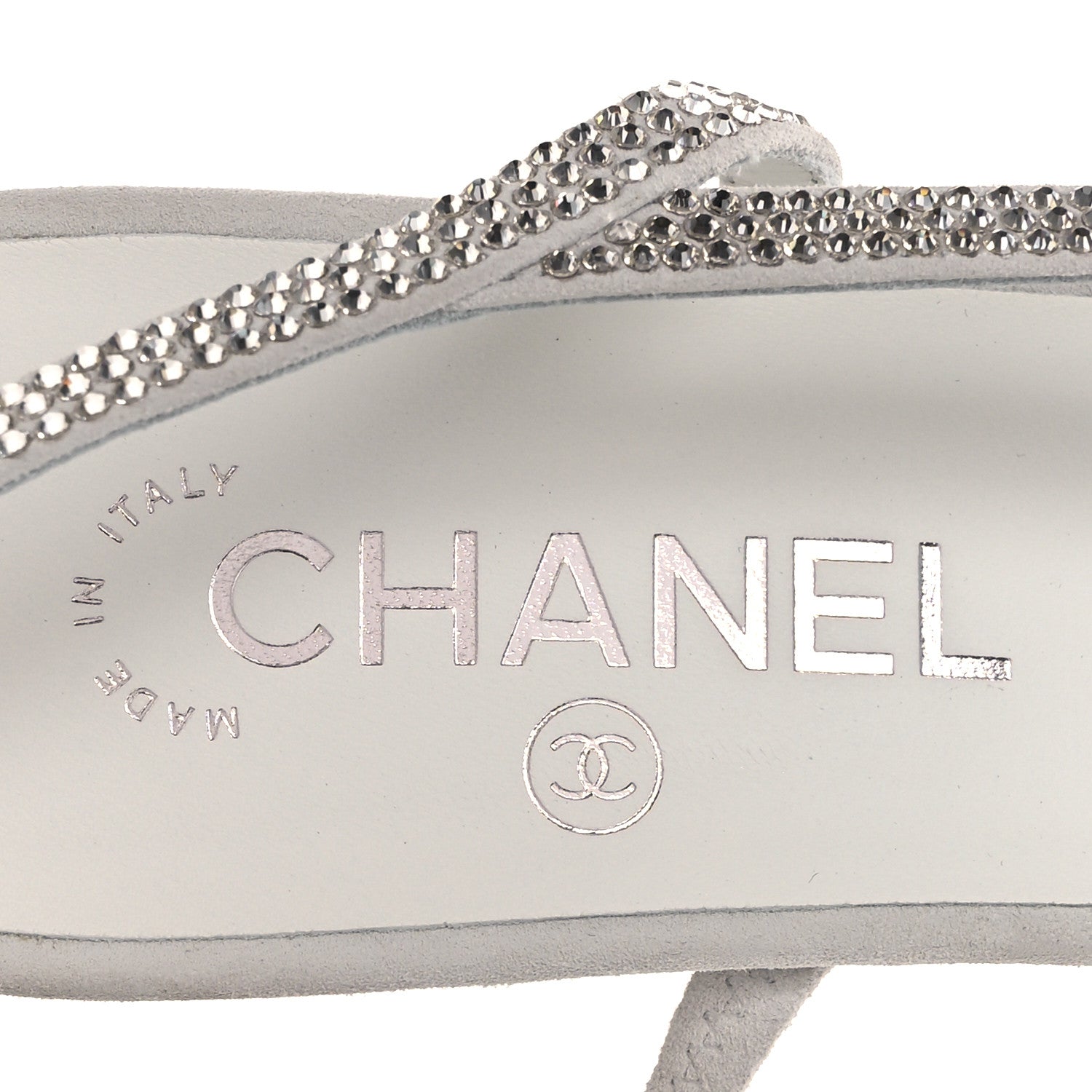 Chanel Strass Grosgrain Cap Toe CC Slingback Pumps 40.5 Silver Black 9 of 12