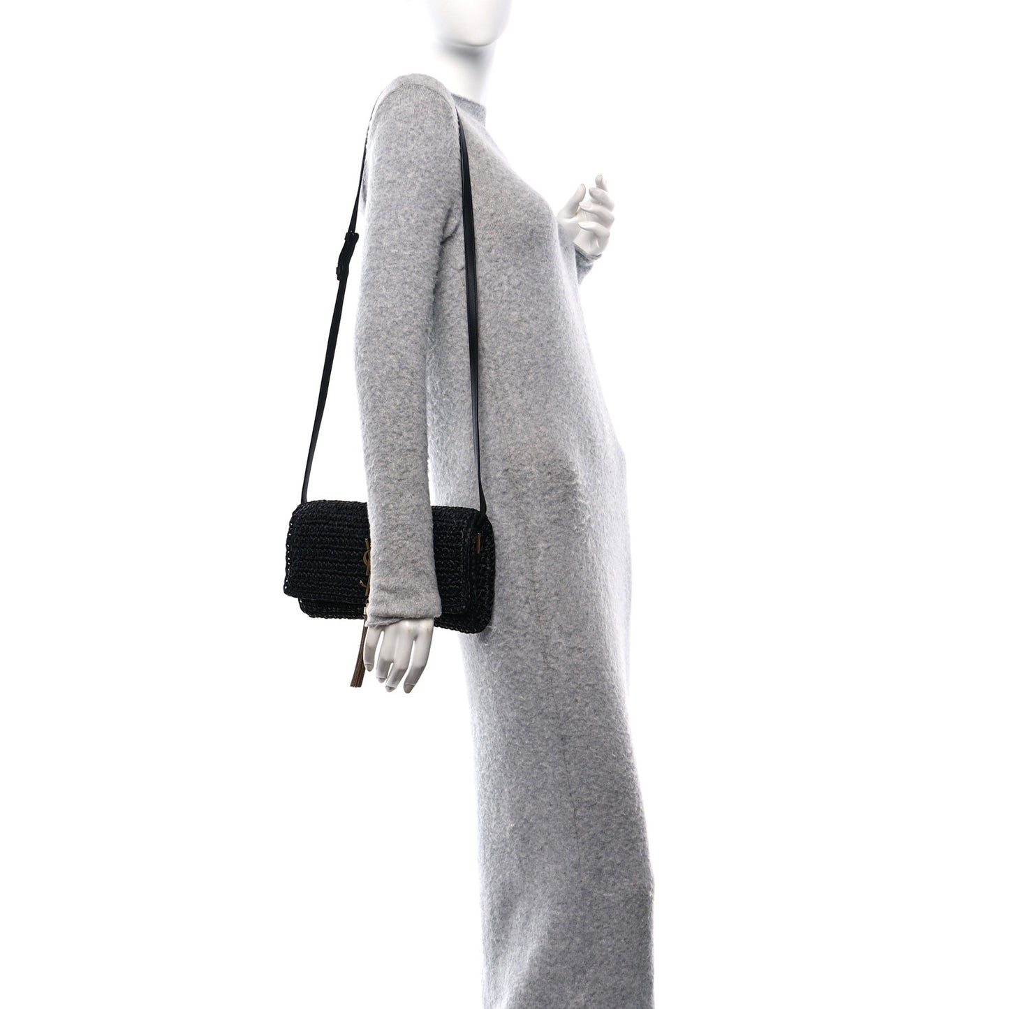 Raffia Monogram Tassel Kate 99 Black