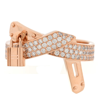 Hermes 18K Rose Gold Diamond Kelly Gavroche Ring 52 6 1 of 5