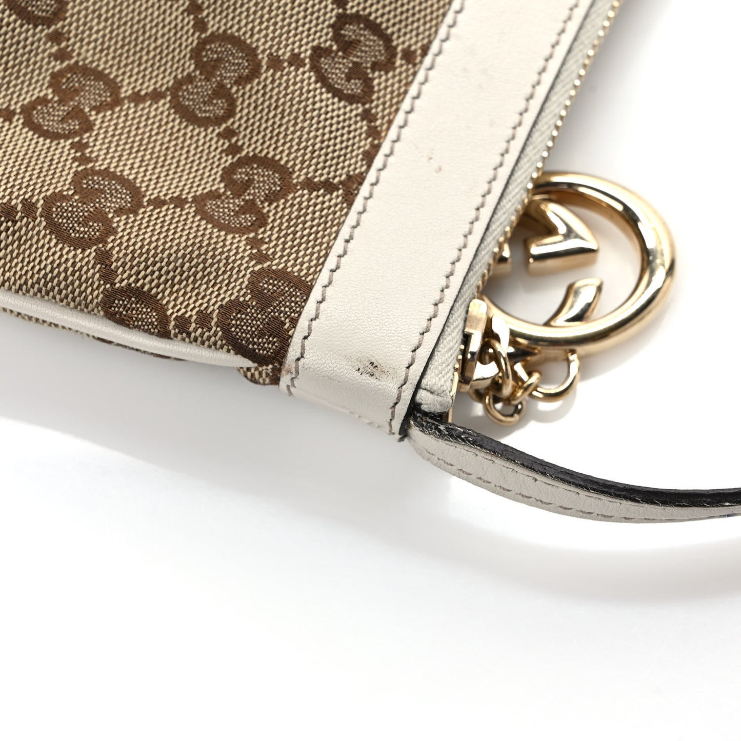 Monogram GG Heart Charm Crossbody Pochette White