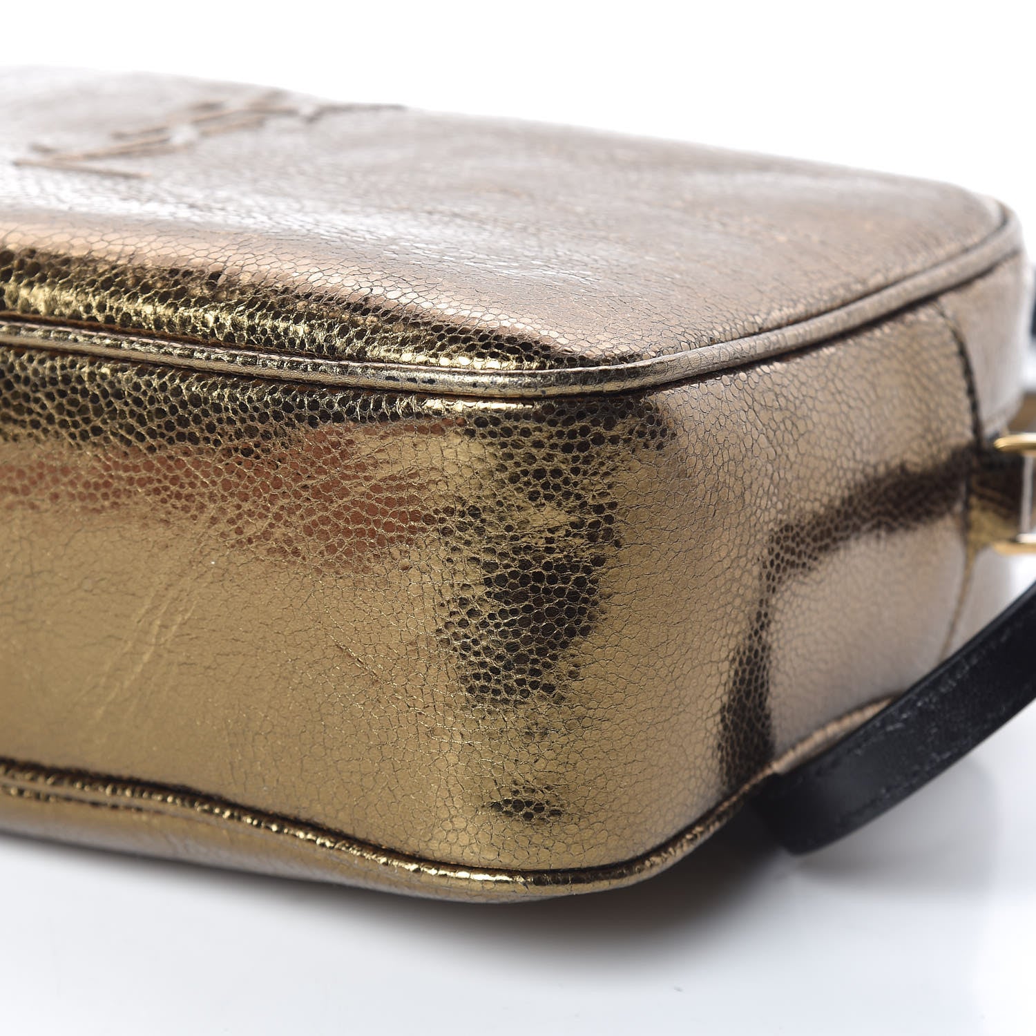 Saint Laurent Calfskin Lame Monogram Small Lou Camera Bag Gold Olive 9 of 10