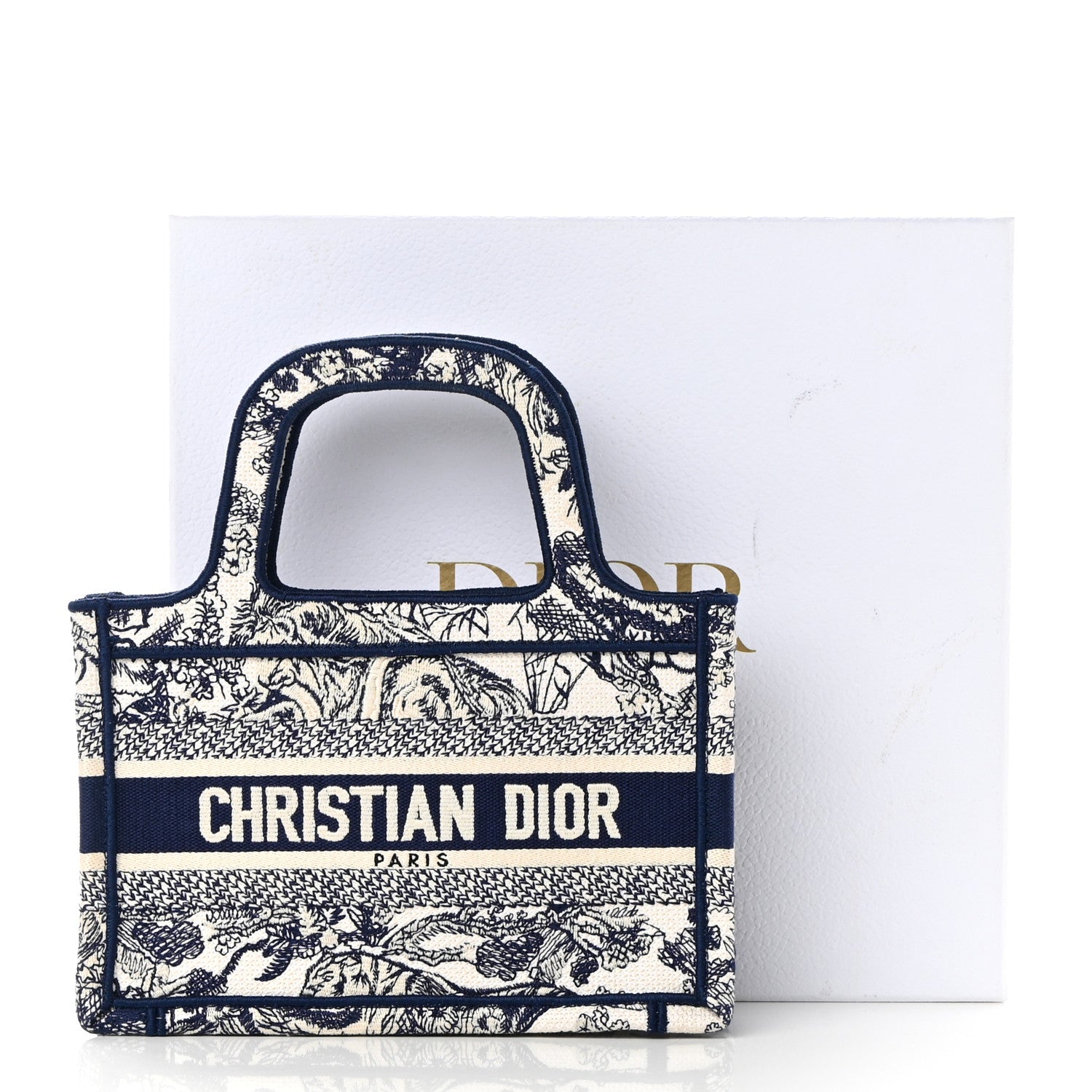 Christian Dior Canvas Embroidered Mini Toile De Jouy Book Tote Blue 12 of 12