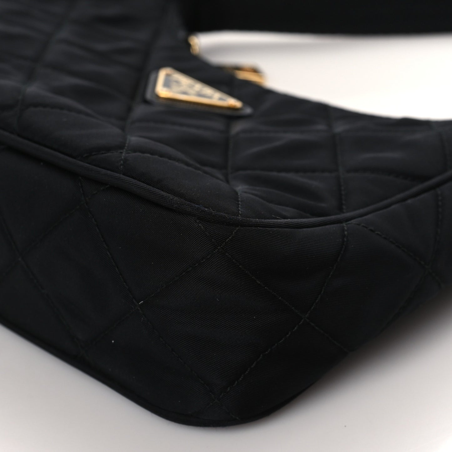 Tessuto Nylon Stitched Shoulder Bag Black