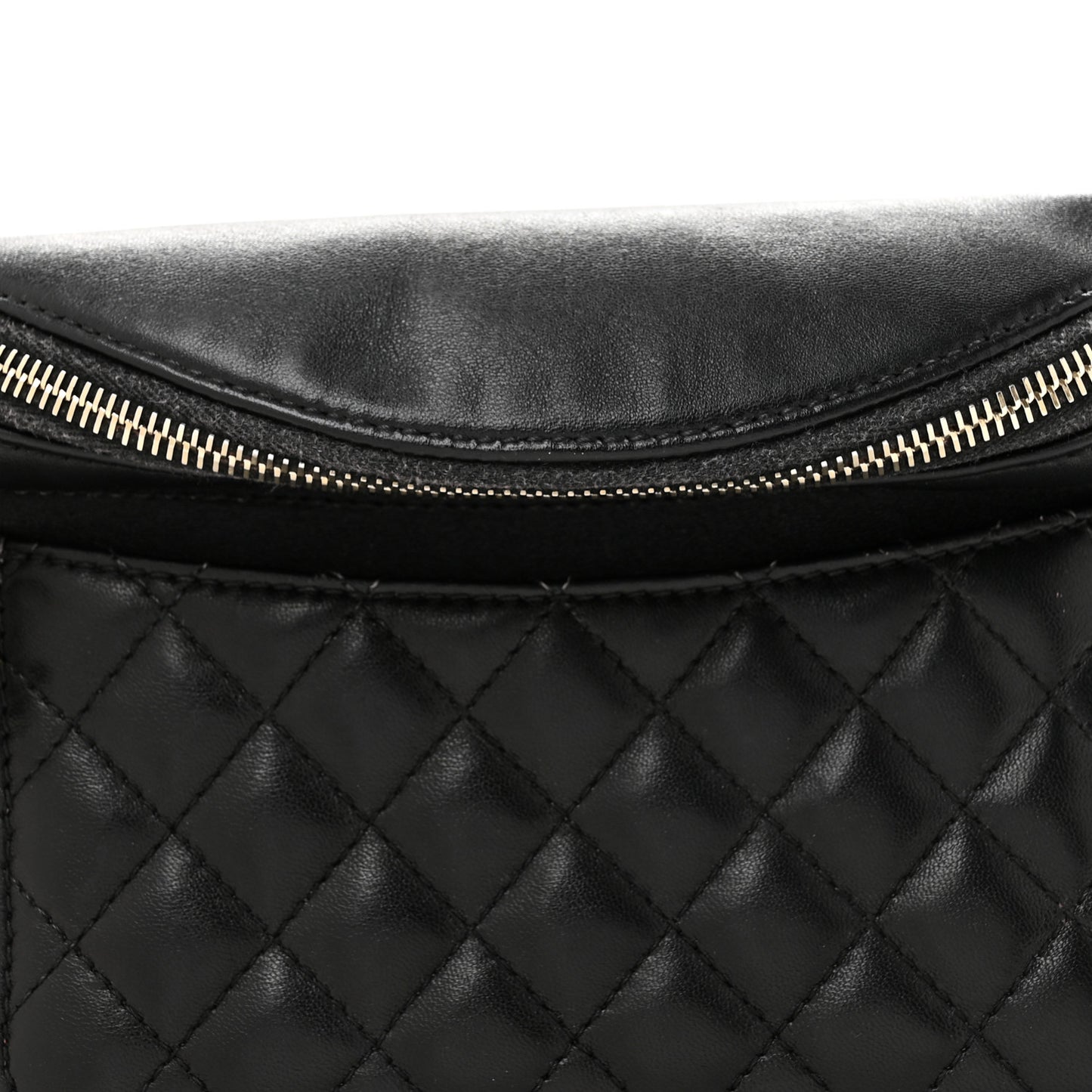 Lambskin Quilted Waist Bag Fanny Pack Black