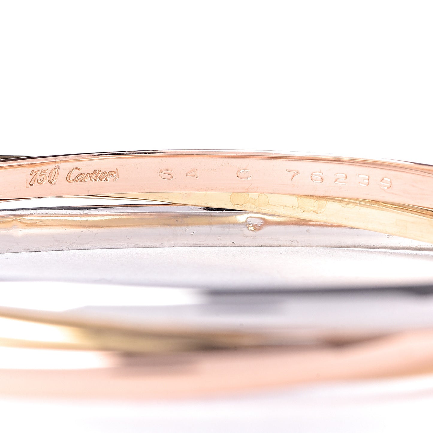 18K Pink Yellow White Gold Trinity Bangle Bracelet 64