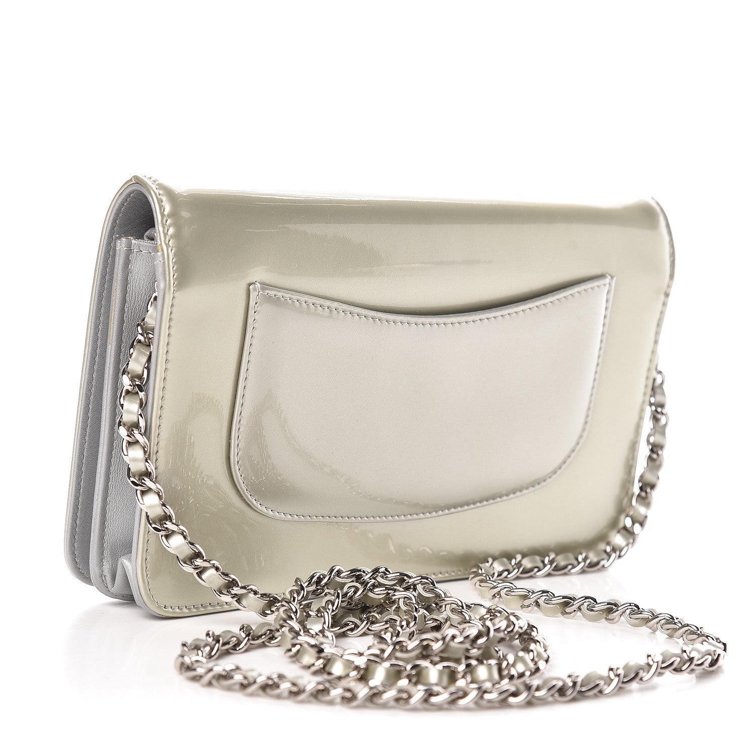 Chanel Patent Strass Wallet On Chain WOC Silver 3 of 12