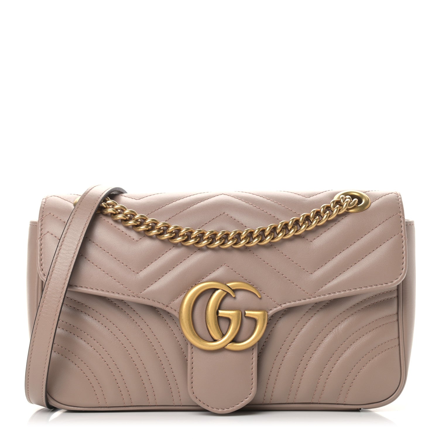 Gucci Calfskin Matelasse Small GG Marmont Shoulder Bag Porcelain Rose 1 of 10
