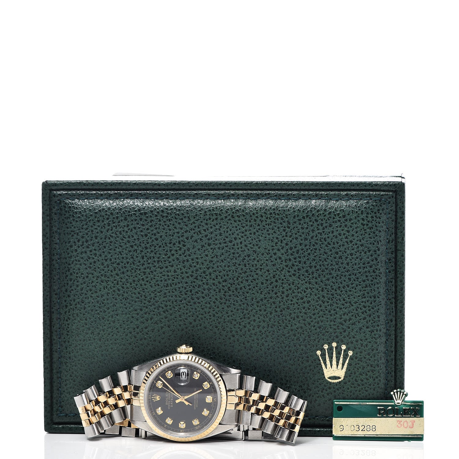 Rolex Stainless Steel 18K Yellow Gold Diamond 36mm Oyster Perpetual Datejust Watch Black 16013 7 of 7