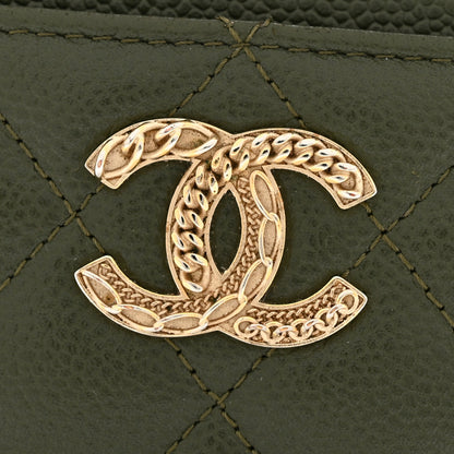 Chanel Caviar Quilted Multi Chain Card Holder Khaki 9 of 11