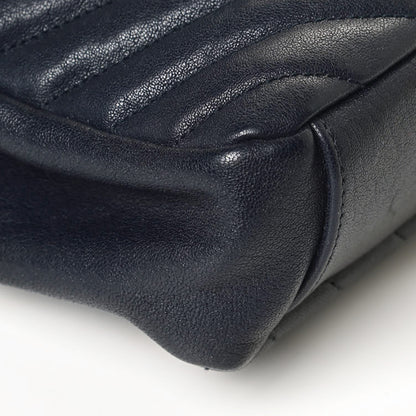 Saint Laurent Sheepskin Matelasse Chevron Monogram Medium College Bag Deep Marine 12 of 15