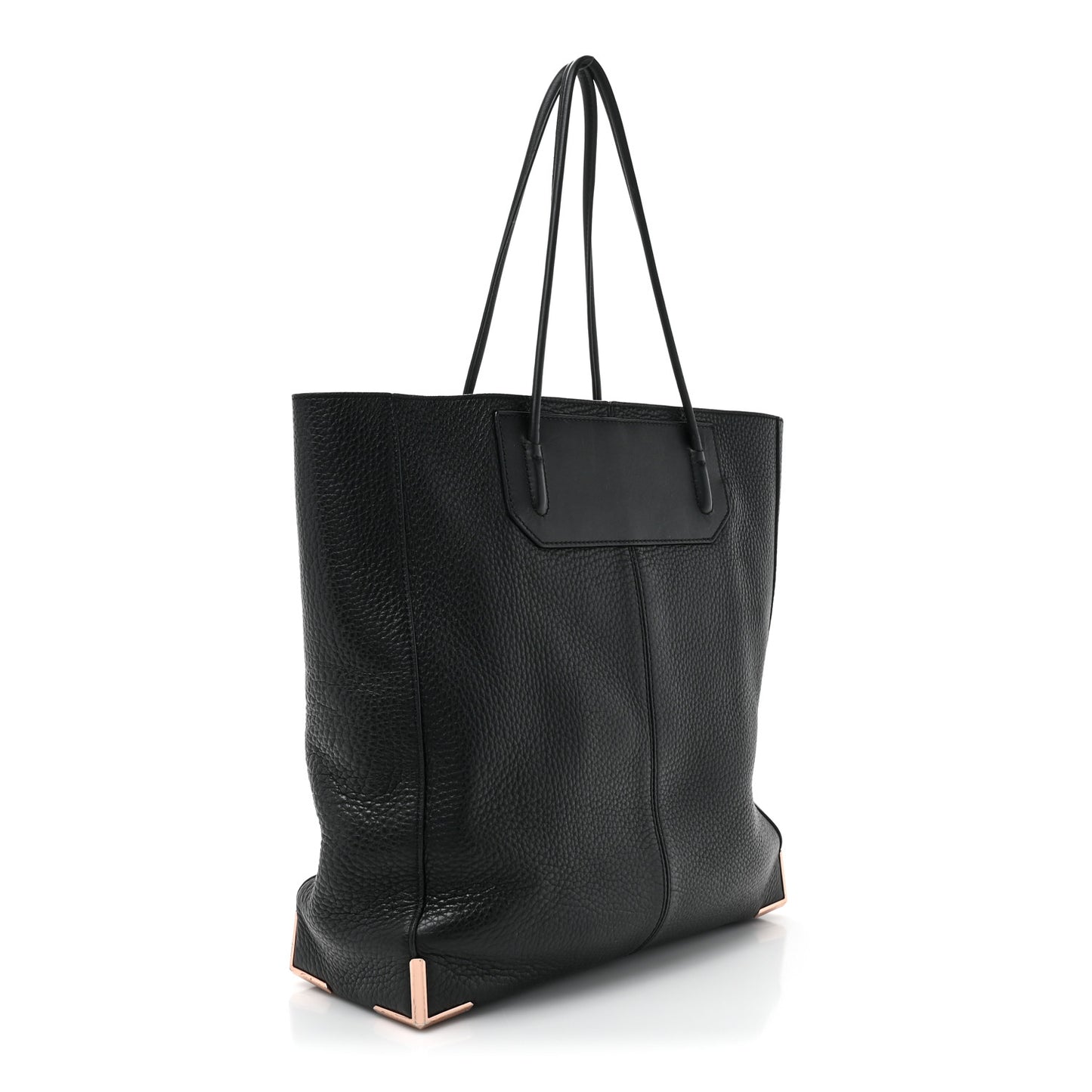 Pebbled Calfskin Large Prisma Skeletal Tote Black Rose Gold Hardware