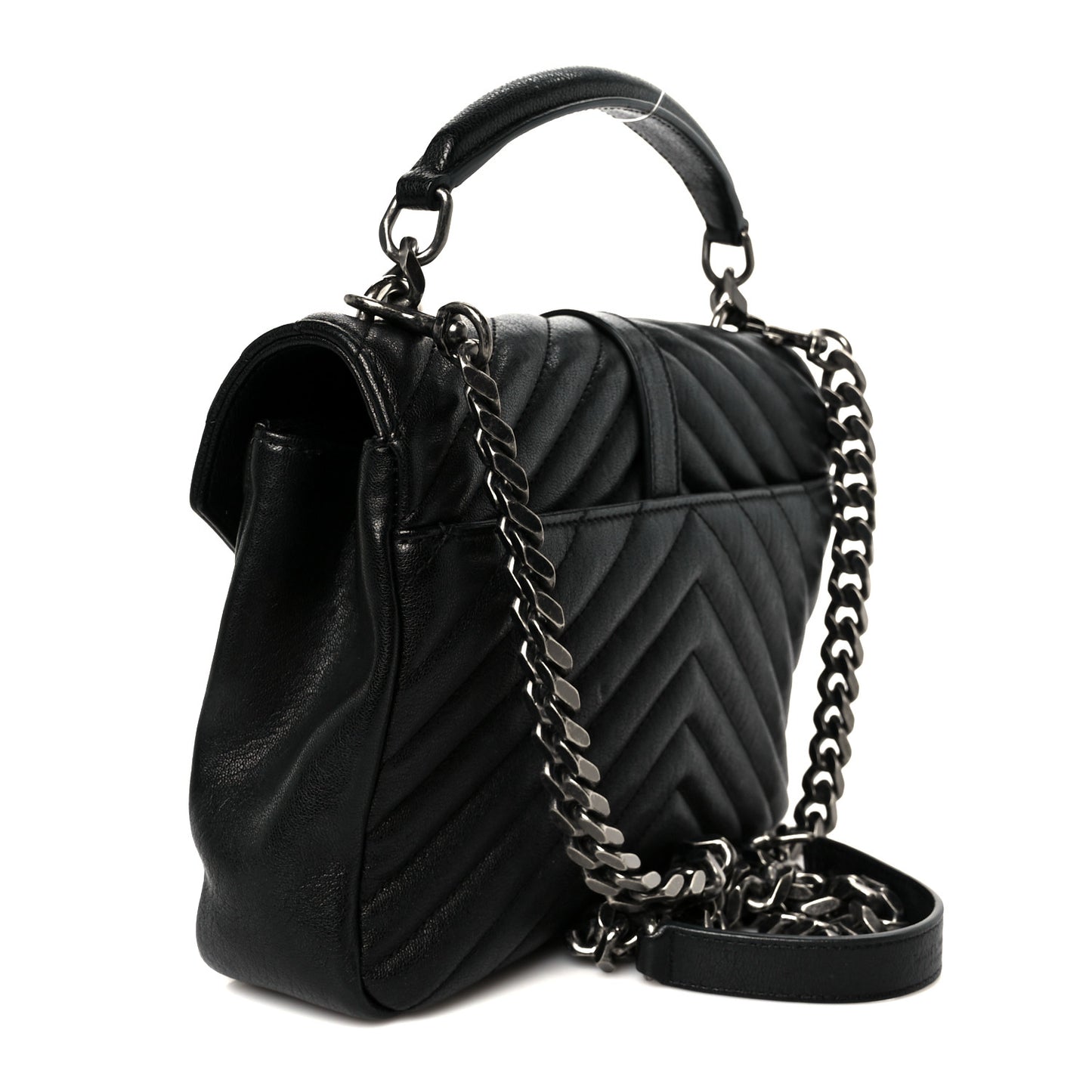 Sheepskin Matelasse Chevron Monogram Medium College Bag