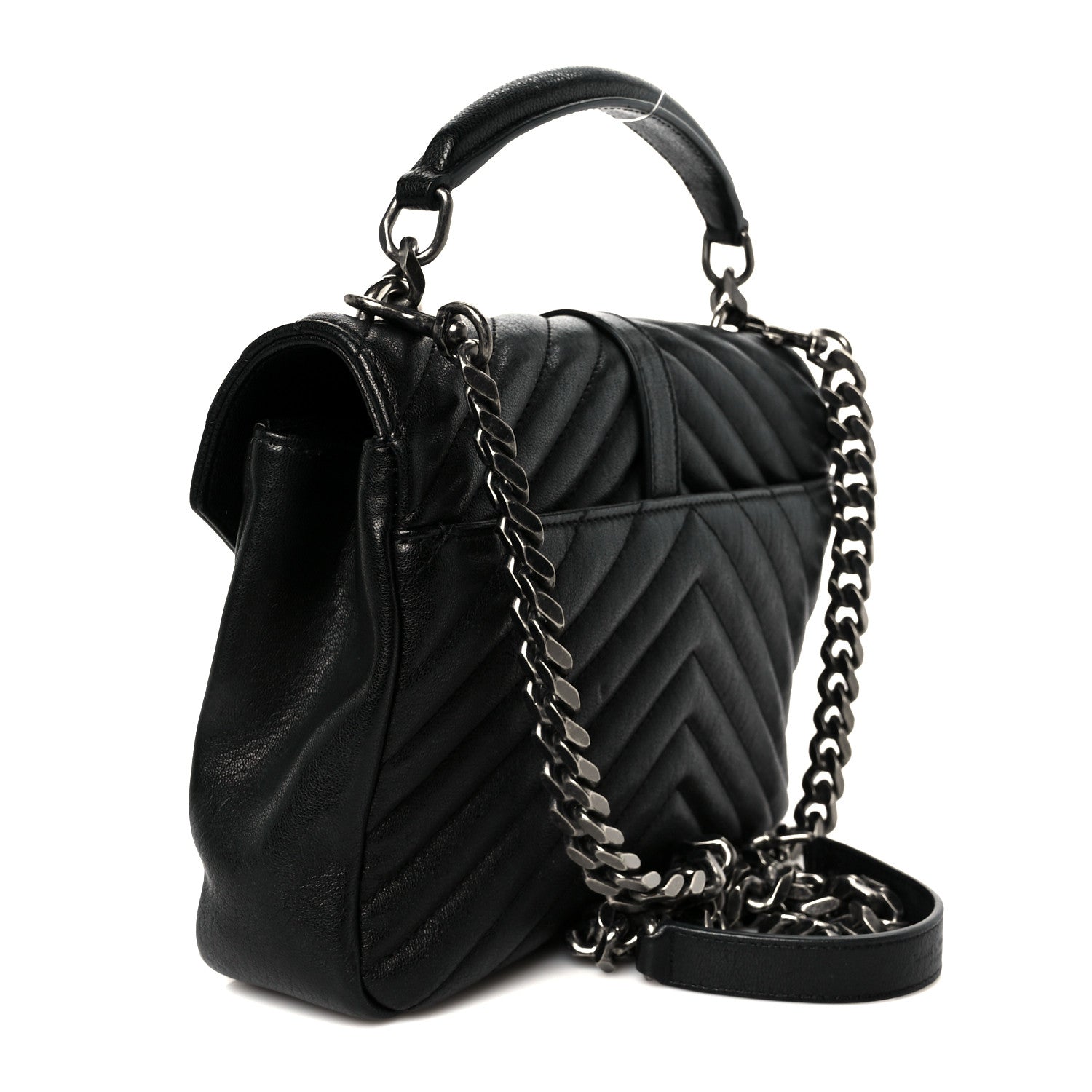 Saint Laurent Sheepskin Matelasse Chevron Monogram Medium College Bag 3 of 11