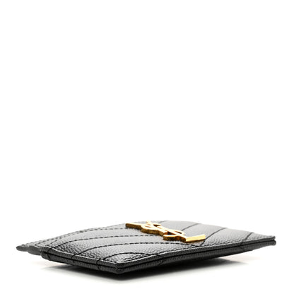Saint Laurent Grain De Poudre Matelasse Chevron Monogram Credit Card Case Black 4 of 8