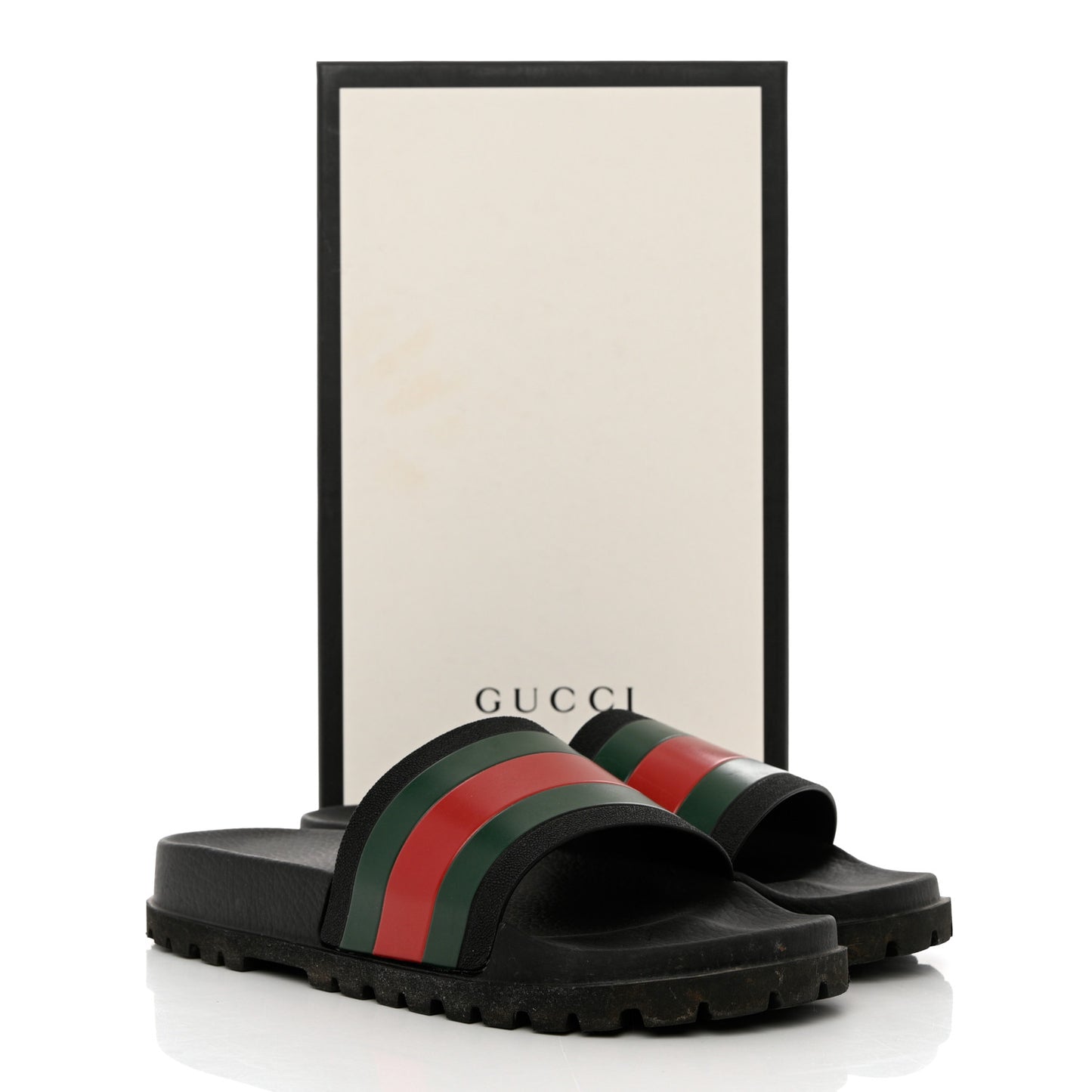 Rubber Web Mens Lug Sole Slide Sandals 10 Black Green Red