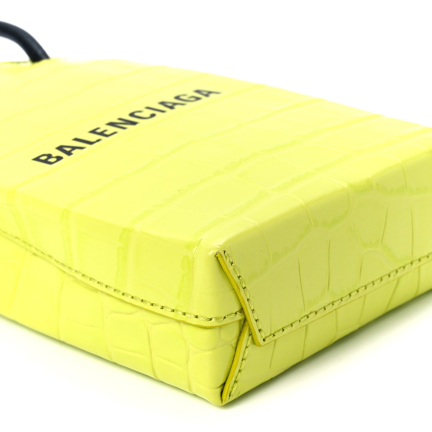 Calfskin Crocodile Embossed Logo Shopping Phone Holder Bag Lime