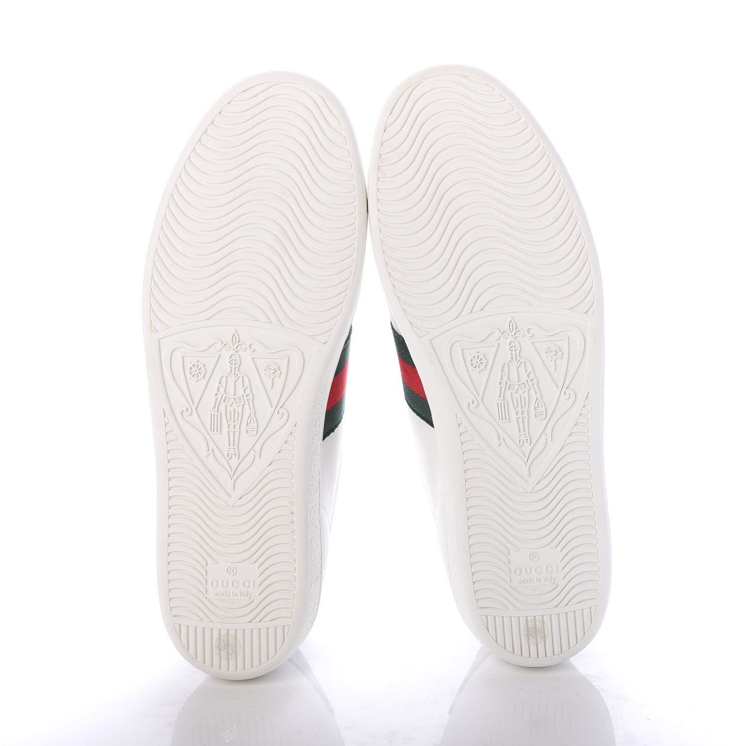 Gucci Calfskin Crocodile Web Ace Sneakers 38.5 White Green 5 of 9