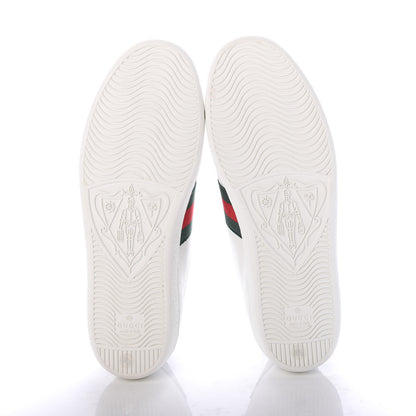 Gucci Calfskin Crocodile Web Ace Sneakers 38.5 White Green 5 of 9
