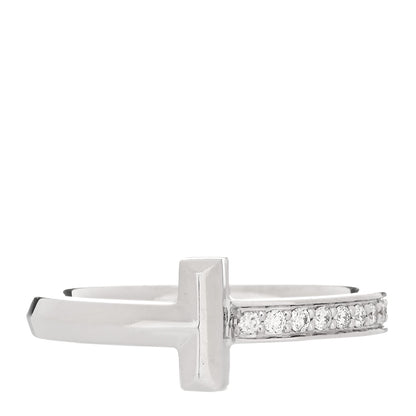 Tiffany 18K White Gold Diamond T T1 Ring 53 6.25 1 of 4