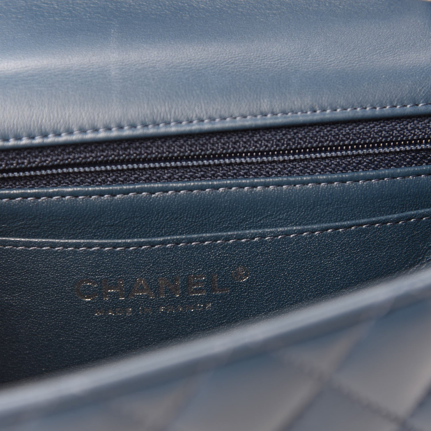 Chanel Lambskin Quilted Mini Rectangular Flap Dark Blue 9 of 12