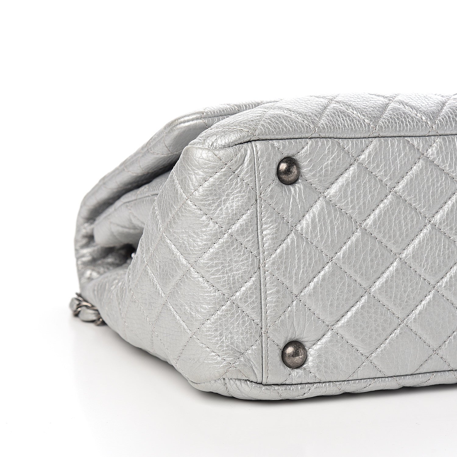 Chanel Metallic Calfskin Quilted XXL Travel Flap Bag Silver 7 of 9