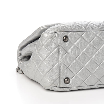 Chanel Metallic Calfskin Quilted XXL Travel Flap Bag Silver 7 of 9